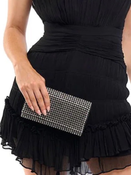 Olga Berg Mariana Crystal Clutch Bag - Black
